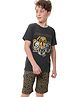 Pine Kids Lucas Cotton Knit Half Sleeve  T-Shirt & Shorts Set with Star Wars Graphics - Grey