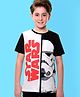 Pine Kids Lucas Cotton Knit Half Sleeves T-Shirt With Star Wars Print - Black