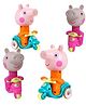 PLUSPOINT Unbreakable 4 pc Peppa Pig Design Cartoon Toy Press and Go, Pull Along Friction Toy Pressure Friction Toddler Scooter Toy for Kids, Baby Boy & Girl Pack of 4