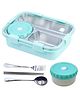 PLUSPOINT Bento Lunch Box Insulated Air Tight Portable Lunch Box with Utensils, Stainless Steel Lunch Box with Containers, Leak Proof Bento Box (Green)