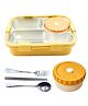 PLUSPOINT Bento Lunch Box Insulated Air Tight Portable Lunch Box with Utensils, Stainless Steel Lunch Box with Containers, Leak Proof Bento Box (YELLOW)
