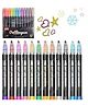 PLUSPOINT Outliner Pens set 12 Double Line Shimmer Metallic Colour Shining Markers Glitter Chisel for Painting DIY Art Craft Project Scrap Book Doodle Drawing Greeting Gift Card