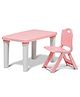Happy Bear Study table and folding chair set for kids , 2 to 6 years, Height Adjustable Study table for kids - Pink