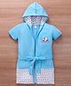Pink Rabbit Terry Half Sleeves Hooded Bath Robe Panda Print - Aqua Blue