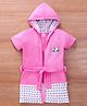Pink Rabbit Terry Half Sleeves Hooded Bath Robe Panda Print - Pink