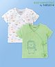 Babyoye  100% Cotton with Eco Jiva Finish Half Sleeves T-Shirts with Animal & Star Print Pack of 2- Green & White