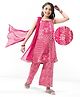 Earthy Touch Gold Foil and Khadi printed Viscose Rayon Woven Sleeveless Printed Kurti & Pallazzo with Lace Border Dupatta - Pink - Pink
