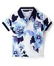 RUFF Half Sleeves Floral Printed Polo T-Shirt - Blue