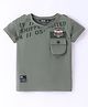 RUFF Knitted Half Sleeves Text Printed T-Shirt - Olive Grey