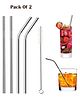 Mihar Stainless Steel Straws with Cleaning Brush - Silver ( Pack Of 2 )