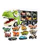   BitFeex 6 in 1 Dinosaur Truck for Kids with 4 Dinosaur Car Vehicles 2 Car Dinosaur Transport Carrier Truck with Music and Roaring Sound-7 Pcs