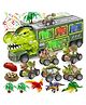 BitFeex Dino Monsters Truck Sliding Dinosaur Truck for Kids Pull Back Dinosaur Car Vehicles Toy Dinosaur Transport Carrier Truck No Light and Music -13 Pcs