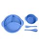 Round Shaped Sectioned Plate with Bowl Spoon & Fork - Blue