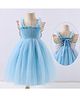 Kookie Kids Sleeveless Smoked Frock with Frill & Butterfly Wings - Blue