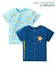 Babyoye 100% Oragnic Cotton with Eco Jiva Finish Half Sleeves Sun & Text Printed Vests Pack of 2 - Blue