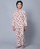 Kiddiekid Cotton Knit Full Sleeves  Fruits Printed Shirt & Pajama Set - Green & Red