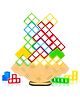 Ji and Ja  Tetra Tower Games 16 Pcs Stack Attack & Wooden Base Games Tetra Tower Stacking Game Puzzle Game Board Games for Kids&Adults,Balance Stacking Blocks Tetra Game Toys