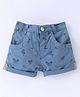 Little Kangaroos Cotton Woven  Shorts With Tree Print - Blue
