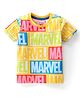 Babyhug Marvel 100% Cotton Knit Half Sleeves T-Shirt with Marvel Text Print - Yellow