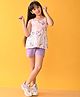Anthrilo Sleeveless Unicorn Printed Tee With Shorts Set - Pink & Purple