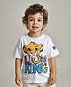 Babyhug Disney Cotton Knit Half  Sleeves T-Shirt with The Lion King Graphics - White