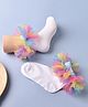 Flaunt Chic Rainbow Lace Shimmered Ankle Socks  - White