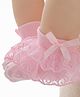 Flaunt Chic Cotton Lace & Bow Net Detailed Socks  - Pink