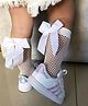 Flaunt Chic Cotton Bow Fishnet Socks  - White