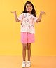 Anthrilo Half Sleeves Unicorn Printed Tee With Shorts - Pink