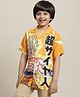 Kidsville Dragon Ball Z Featuring Half Sleeves Character Printed Shirt - Orange