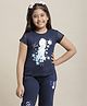 Kidsville Disney Frozen  Featuring Half Sleeves Elsa Printed  Cotton Tee -  Navy