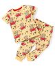 Babyhug Cotton Knit Half Sleeves Car Printed Night Suit - Yellow