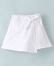 CrayonFlakes Solid & Bow Detailed Flapped Cotton Lycra Skort - White