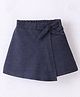 CrayonFlakes Solid & Bow Detailed Flapped Cotton Lycra Skort - Navy Blue