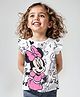 Babyhug Disney Cotton Frill Sleeves Top With Frills Detailing and Minnie Mouse Graphics - White