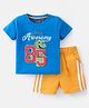 Babyhug Single Jersey Knit Half Sleeves T-Shirt & Shorts Set with Dino & Text  Print - Blue & Orange