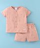 First Smile Cotton Half Sleeves Night Suit With Sky Print - Peach