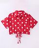 CrayonFlakes Half Sleeves Polka Printed Crop Top - Red