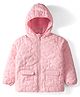 Bonfino Woven Full Sleeves  Hooded Puffer Jacket with Floral Design- Pink