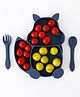 Squirrel Shape Baby Silicone Feeding Set Suction Base Sectioned Plate With Silicone Spoon & Fork - Blue- Blue