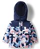 Bonfino Woven Full Sleeve Puffer Winter Jacket with Camouflage Design & Detachable Hood - Navy Blue