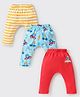 Babyhug Cotton Knit Full Length Diaper Leggings with Jeep & Dino Print Pack of 3 - Multicolour
