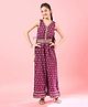 Pspeaches Sleeveless Abstract  Printed & Striped  Jumpsuit  - Wine