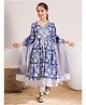 Pspeaches Three Fourth Sleeves Floral Printed Kurta With Palazzo & Dupatta - Blue