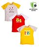 COCOON ORGANICS 100% Organic Cotton Pack Of 3 Raglan Sleeves Science Theme Printed Tees - Red Yellow & Grey Melange