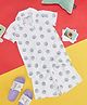 Pantaloons Junior Cotton Knit Half Sleeves Floral Printed Coordinating Night Suit - Snow White
