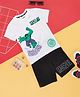 Pantaloons Junior Marvel Featuring Half Sleeves Hulk Printed Tee & Shorts - White & Black