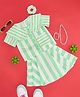 Pantaloons Junior Cotton Half Sleeves Striped Top With Coordinating Skirt - Patina Green
