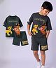 Nap Chief Cotton Knit Disney Featuring Half Sleeves The Lion King Printed Tee & Shorts Set - Wood & Gray
