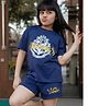 Nap Chief Cotton Warner Bros Featuring Half Sleeves Hogwarts Printed Tee With Shorts - Navy Blue